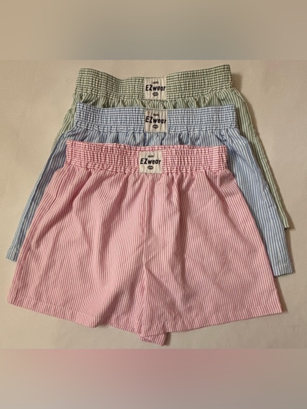 SHEIN Striped Pull-On Shorts - Pink, Blue & Green Sz S